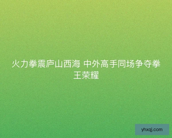 火力拳震庐山西海 中外高手同场争夺拳王荣耀
