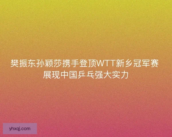 樊振东孙颖莎携手登顶WTT新乡冠军赛 展现中国乒乓强大实力 樊振东孙颖莎携手登顶WTT新乡冠军赛 展现中国乒乓强大实力